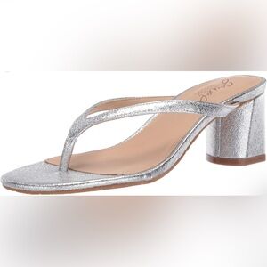 New Jewel Badgley Mischa Women’s Bravery Sandal, Silver Textile Size 11.